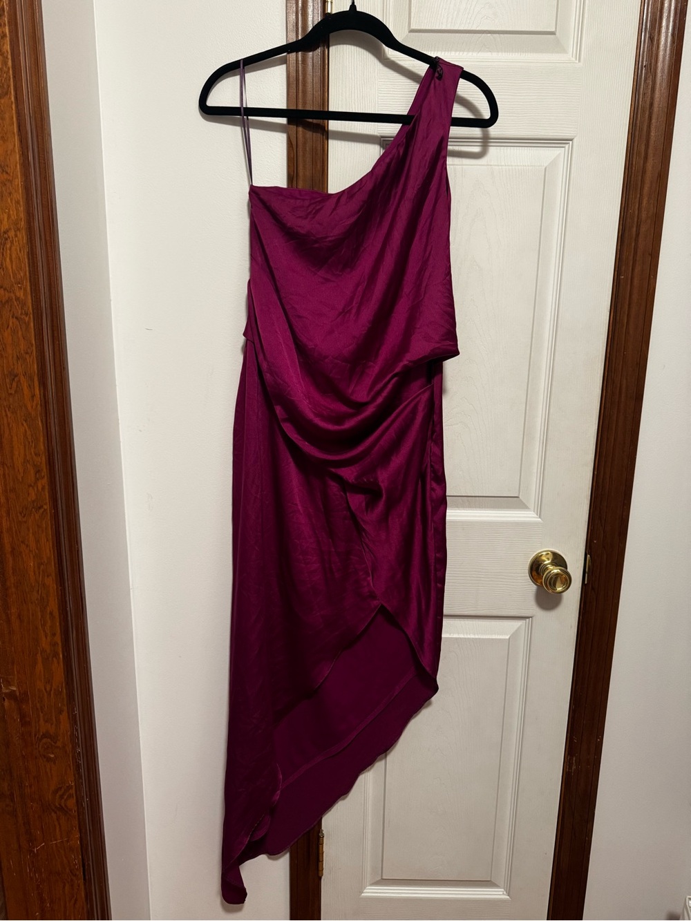 ASOS One-Shoulder Asymmetrical Dress in Plum